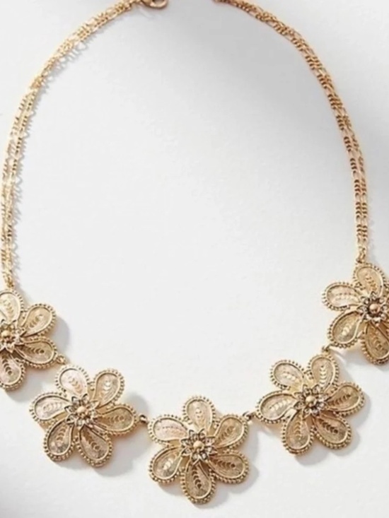 Anthropologie Jewelry - Anthropologie Fall Filigree Flower Bib Necklace